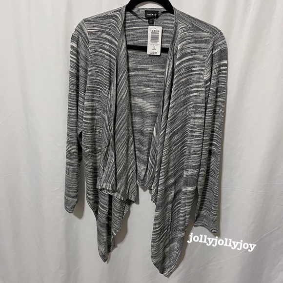 Torrid Black & White Stripe Space-Dye Cardigan 1X - Picture 3 of 9